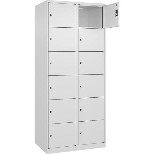 4068192005063 - 6er-Schließfachschrank Evolo PLUS 2 Abteile weiß B 800 mm 12 Fächer mit Bodengleitern Zylinderschloss 4068192005063 - 6er-Schließfachschrank Evolo PLUS 2 Abteile weiß B 800 mm 12 Fächer mit Bodengleitern Zylinderschloss