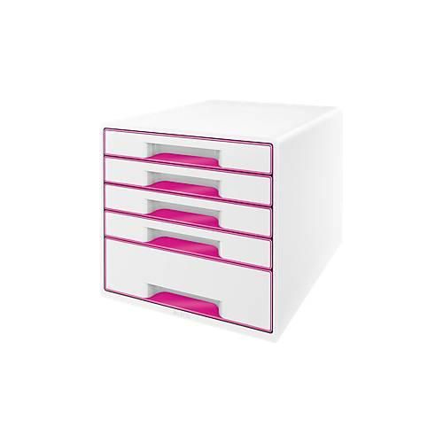 4002432115419 - Schubladenbox Wow Cube 5214-20-23 perlweiß pink metallic 5 Schubladen geschlossen 4002432115419 Leitz