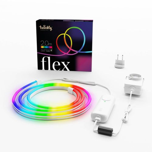 8056326677138 - Flex – App-gesteuerter Flexibler Lichtschlauch mit rgb (16 Millionen Farben) LEDs 2 Meter Weißer Kabel Innen Smart Home Dekoration Licht - Twinkly