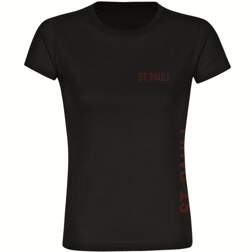 4068859191153 - multifanshop Damen T-Shirt - St Pauli - Brust & Seite - Druck braun - Frauen