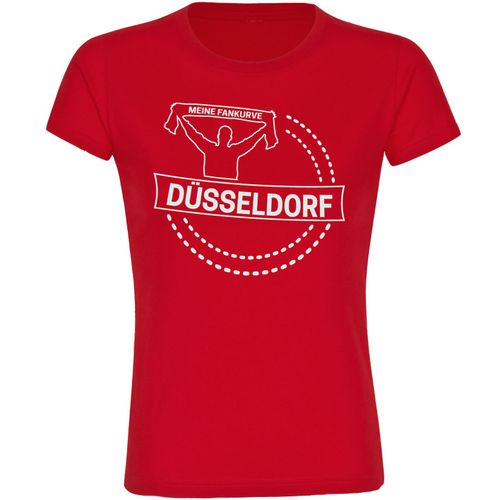 4068859134532 - multifanshop Damen T-Shirt - Düsseldorf - Meine Fankurve - Druck weiß - Frauen