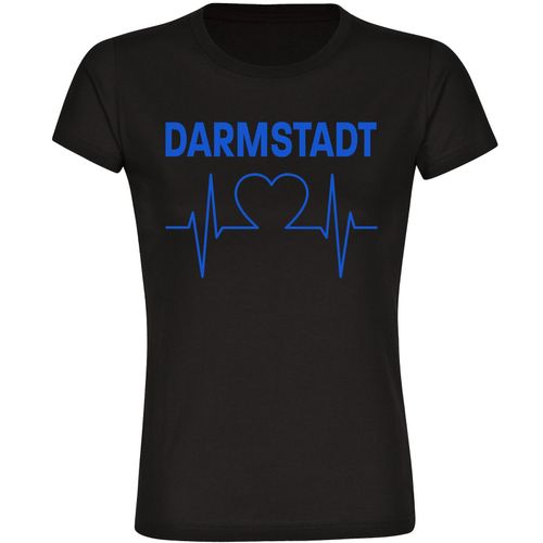 4068859035280 - multifanshop Damen T-Shirt - Darmstadt - Herzschlag - Druck blau - Frauen