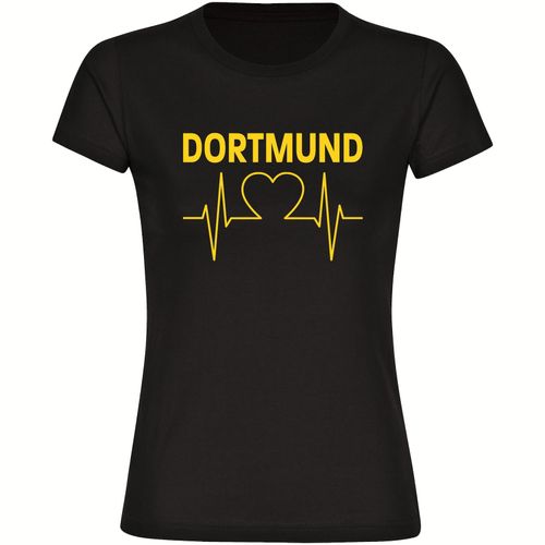 4068859187491 - multifanshop® Damen T-Shirt - Dortmund - Herzschlag - Druck gelb - Frauen