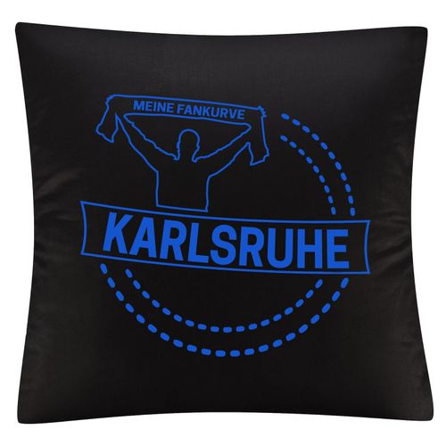 4068859055349 - multifanshop Kissenbezug - Karlsruhe - Meine Fankurve - Druck blau - Kissen