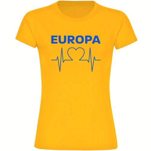 4068859303754 - multifanshop Damen T-Shirt - Europa - Herzschlag - Druck blau - Frauen