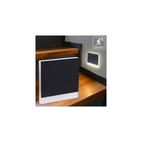 4063592029725 - LED Treppenleuchten mit Bewegungsmelder eckig schwarz 15W - Lichtfarbe Warmwei