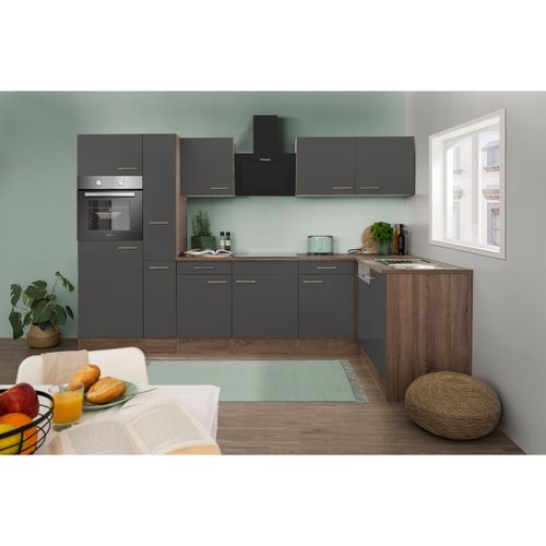 4260515339828 - Küchenprogramm Eiche York Winkelküche 310 cm inkl E-Geräte & Mineralite Einbauspüle grau 4260515339828 - Küchenprogramm Eiche York Winkelküche 310 cm inkl E-Geräte & Mineralite Einbauspüle grau