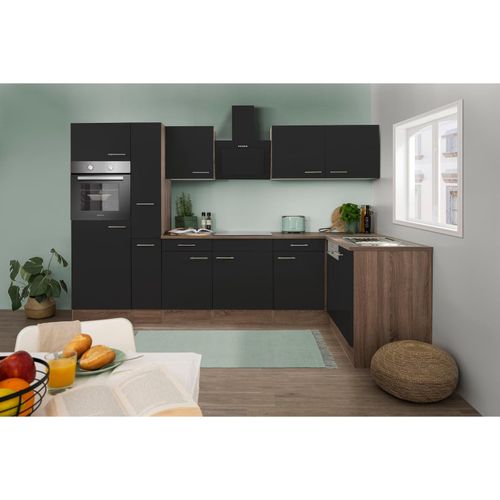 4260515339835 - Küchenprogramm Eiche York Winkelküche 310 cm inkl E-Geräte & Mineralite Einbauspüle schwarz 4260515339835 - Küchenprogramm Eiche York Winkelküche 310 cm inkl E-Geräte & Mineralite Einbauspüle schwarz