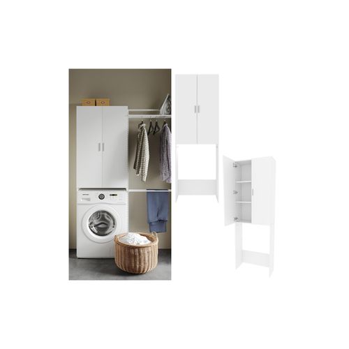 4066731271979 - Livinity Waschmaschinenschrank Martha Weiß 64 x 190 cm Badschrank Hochschrank