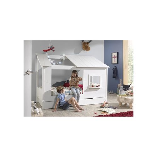 5420070231121 - VIPACK - Baumhaus Bett 90 x 200 cm Liegefläche und Bettschublade offenes Dach Weiß lackiert 5420070231121 - VIPACK - Baumhaus Bett 90 x 200 cm Liegefläche und Bettschublade offenes Dach Weiß lackiert