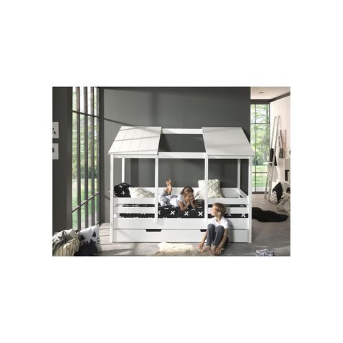5420070231114 - VIPACK - Hausbett mit 90 x 200 cm Liegefläche und Bettschublade offenes Dach Weiß lackiert 5420070231114 - VIPACK - Hausbett mit 90 x 200 cm Liegefläche und Bettschublade offenes Dach Weiß lackiert