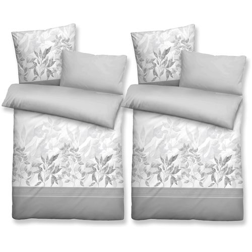 4053855482114 - Wendebettwäsche BIBERNA Azra Bettwäsche Gr B L 135 cm x 200 cm (2 St) B L 80 cm x 80 cm & 80 cm x 80 cm (2 St) Satin grau Satin-Bettwäsche feiner Glanz + weicher Griff pflegeleicht als 3er- oder 6er-Set