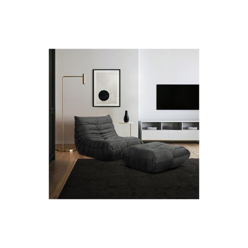 4058166284136 - HOME DELUXE Relaxsessel mit Hocker CHILL - versch Ausführungen - Anthrazit