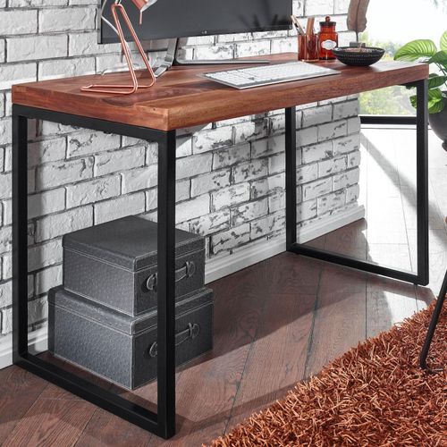 4251757705892 - Schreibtisch Sheesham Massivholz Metall 117x59x765 cm Computertisch Design Bürotisch Klein Dunkel Laptoptisch Arbeitszimmer - Finebuy 4251757705892 - Schreibtisch Sheesham Massivholz Metall 117x59x765 cm Computertisch Design Bürotisch Klein Dunkel Laptoptisch Arbeitszimmer - Finebuy