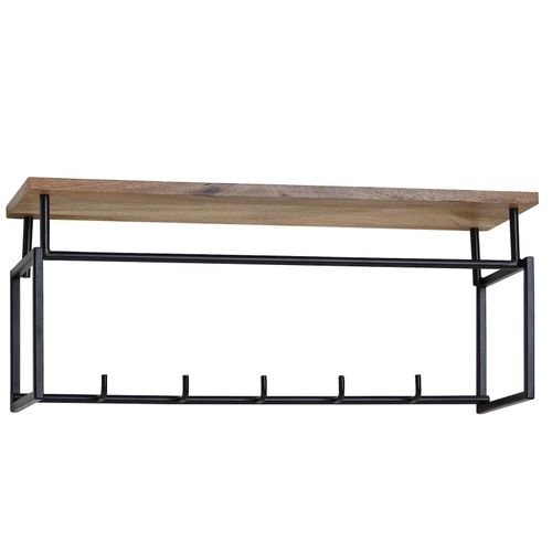 4251757708275 - Design Wandgarderobe Mango Massivholz Metall 71x29x20 cm Hakenleiste mit Ablage und Kleiderstange Flurgarderobe Garderobe Wand Holz 4251757708275 - Design Wandgarderobe Mango Massivholz Metall 71x29x20 cm Hakenleiste mit Ablage und Kleiderstange Flurgarderobe Garderobe Wand Holz