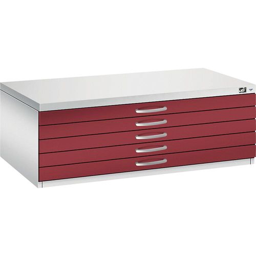 4067521471876 - Zeichnungsschrank DIN A1 5 Schubladen Höhe 420 mm lichtgrau rubinrot C+P 4067521471876 - Zeichnungsschrank DIN A1 5 Schubladen Höhe 420 mm lichtgrau rubinrot C+P