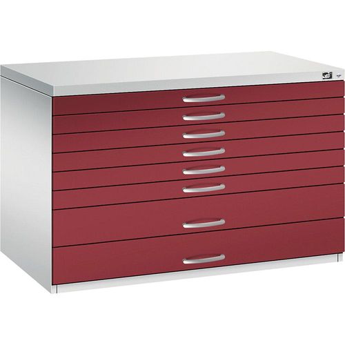 4068192048688 - Zeichnungsschrank DIN A1 8 Schubladen Höhe 760 mm lichtgrau rubinrot C+P 4068192048688 - Zeichnungsschrank DIN A1 8 Schubladen Höhe 760 mm lichtgrau rubinrot C+P