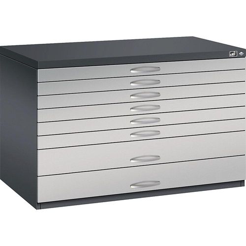 4068192048299 - Zeichnungsschrank DIN A1 8 Schubladen Höhe 760 mm schwarzgrau weißaluminium C+P 4068192048299 - Zeichnungsschrank DIN A1 8 Schubladen Höhe 760 mm schwarzgrau weißaluminium C+P