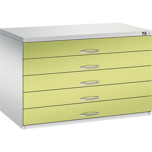 4068427316049 - CP 7100 Planschrank lichtgrau viridingrün 5 Schubladen 1100 x 765 x 760 cm