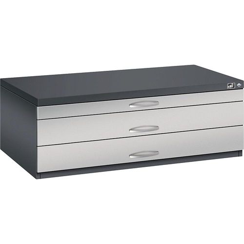 4068192047209 - Zeichnungsschrank DIN A1 3 Schubladen Höhe 420 mm schwarzgrau weißaluminium C+P 4068192047209 - Zeichnungsschrank DIN A1 3 Schubladen Höhe 420 mm schwarzgrau weißaluminium C+P