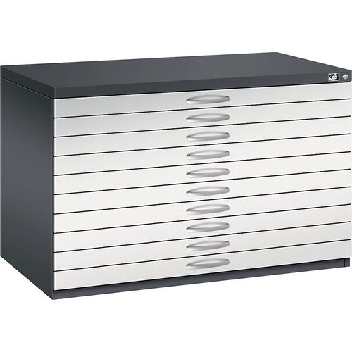 4067521474150 - Zeichnungsschrank DIN A1 10 Schubladen Höhe 760 mm schwarzgrau lichtgrau C+P 4067521474150 - Zeichnungsschrank DIN A1 10 Schubladen Höhe 760 mm schwarzgrau lichtgrau C+P