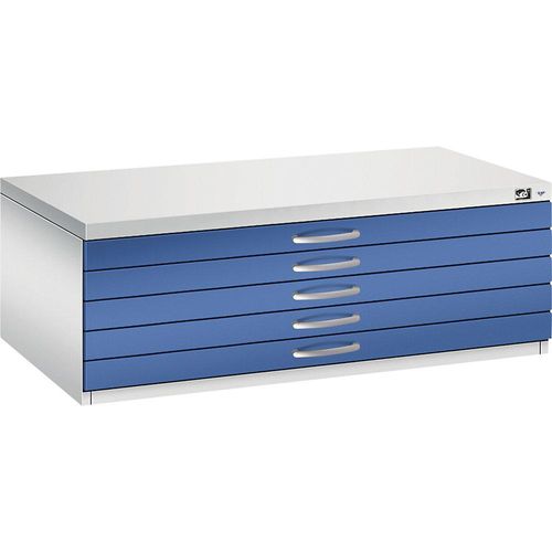 4067521471883 - Zeichnungsschrank DIN A1 5 Schubladen Höhe 420 mm lichtgrau enzianblau C+P 4067521471883 - Zeichnungsschrank DIN A1 5 Schubladen Höhe 420 mm lichtgrau enzianblau C+P