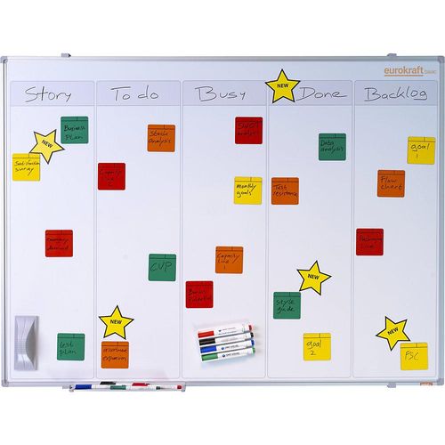 8712752105880 - eurokraft basic Taskboard für Scrum und Kanban lackiert mit 5 Bahnen BxH 1200 x 900 mm