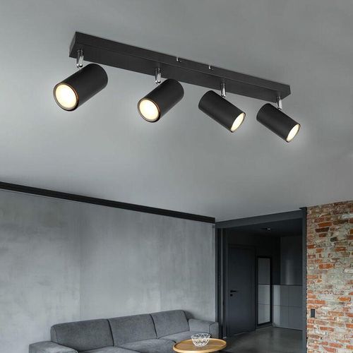 9007371474028 - Deckenleuchte Spot 4 flammig Deckenstrahler schwarz led Deckenlampe Wohnzimmer modern schwenkbare Strahler Metall 4x 45W 4x 400lm warmweiß LxBxH 9007371474028 - Deckenleuchte Spot 4 flammig Deckenstrahler schwarz led Deckenlampe Wohnzimmer modern schwenkbare Strahler Metall 4x 45W 4x 400lm warmweiß LxBxH