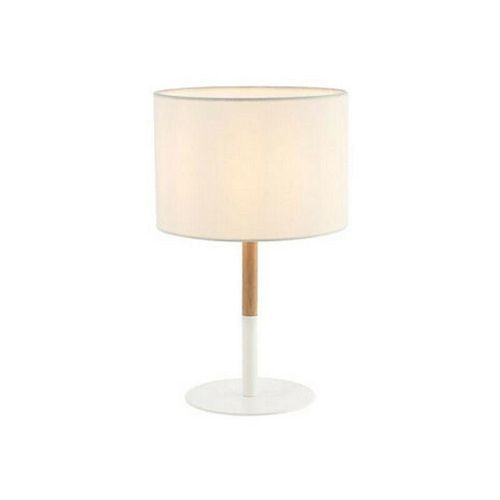 5213010014164 - Larissa Lighting - Vretsia Tischlampe E14 Max 40W Eisen Holz Stoff Matterial White Class Ein- Ausschalter