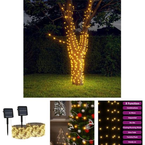 8721031374251 - Solar-Lichterkette 2 Stk 2x200 led Warmweiß Innen Außen - Weihnachtsbeleuchtung - The Living Store