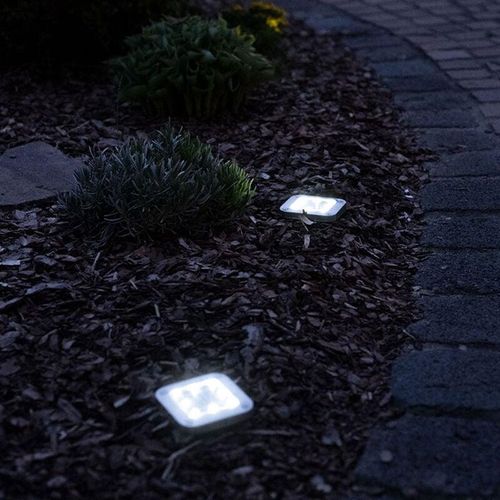 9007371526857 - Solarlampe Garten Deko Solarlampen für Außen Wegelampe Bodenleuchte Gartenleuchten mit Erdspieß Kunststoff Edelstahl led kaltweiß LxBxH 10x10x13