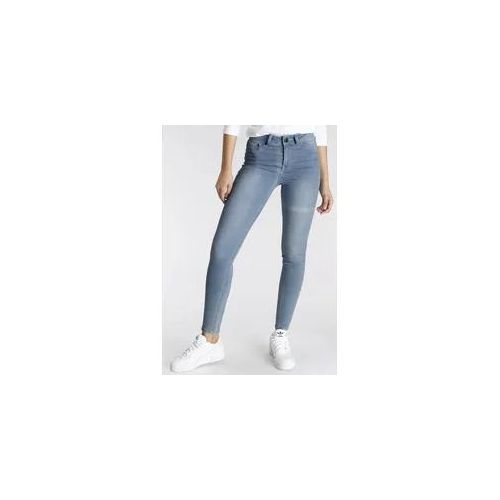 4057651171920 - Skinny-fit-Jeans ARIZONA Ultra Stretch Damen Gr 34 N-Gr blau (bleached) Jeans Obermaterial 63% Baumwolle 32% Polyester 5% Elasthan modisch skinny fit knöchellang Jeans extra-eng geschnittene Beinform modische Used-Waschung