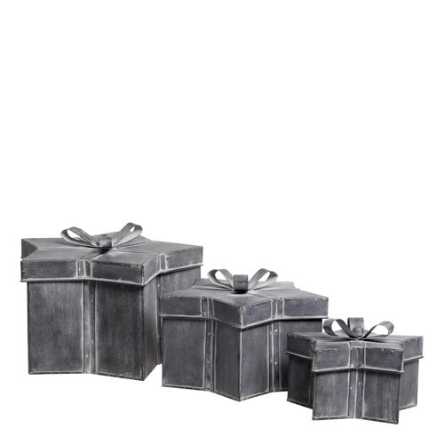 5712750372041 - Chic Antique Winterliches Geschenkbox 3er-Set mit Schleife H18 Ø 29 cm Antique zink 5712750372041 - Chic Antique Winterliches Geschenkbox 3er-Set mit Schleife H18 Ø 29 cm Antique zink