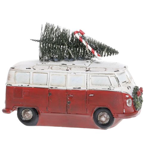 5712750375004 - Chic Antique Vintage Bus mit Weihnachtsbaum und LED H12 L18 B75 cm Rot