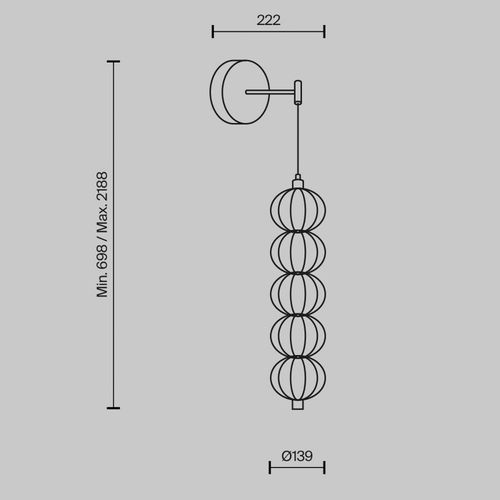 4099776060871 - LED-Wandleuchte Golden Cage Höhe 2188 cm Metall