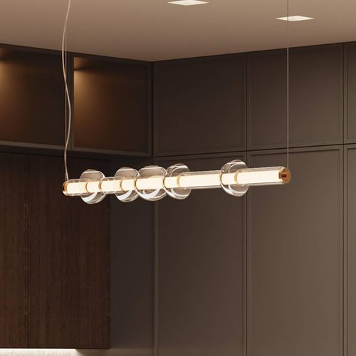 4099776067580 - LED-Hängeleuchte Cosmo messing Länge 98 cm Glas