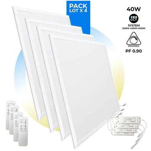 8435427120130 - Barcelona Led - 4er-Pack LED-Einbaupanels slim cct mit Fernbedienung - 60x60 cm