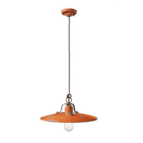 4255596707222 - Licht-erlebnisse - Hängeleuchte Metall Keramik d 40 cm Orange Shabby Antik E27 rund Vintage Design Keramikleuchte 4255596707222 - Licht-erlebnisse - Hängeleuchte Metall Keramik d 40 cm Orange Shabby Antik E27 rund Vintage Design Keramikleuchte
