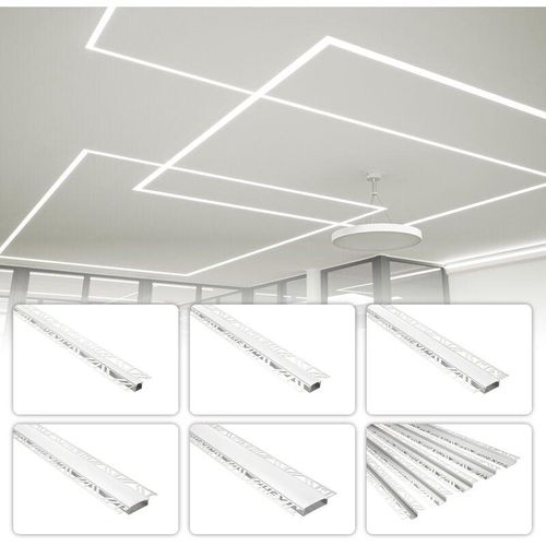 4251874698374 - Hexim - led Trockenbauprofil 2m Aluminium Profil Unterputz Lichtleiste für LED-Streifen inkl Abdeckung aled 5 - 50mm Leuchtbreite Montageabdeckung