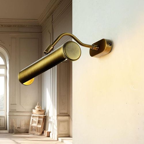 4255596650610 - Bilderlampe Messing verstellbar E14 30 cm breit Wandleuchte innen - Bronze hell glänzend