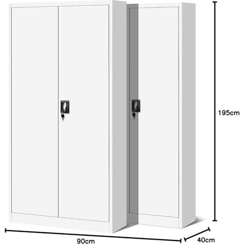 5902560334845 - 2er Set Aktenschrank C001H Büroschrank Metallschrank Stahlschrank Werkzeugschrank Stahlblech Pulverbeschichtet Flügeltürschrank Abschließbar 195 cm x