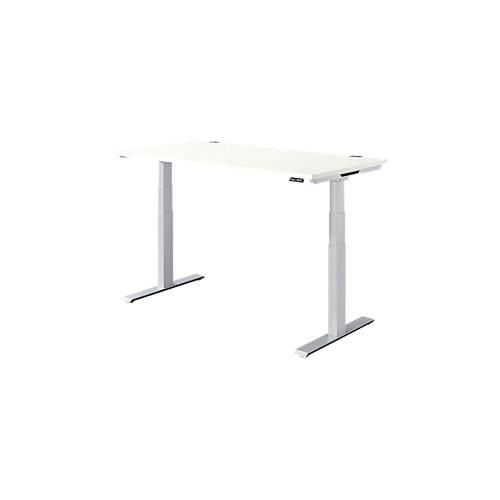 4250510935491 - Genius Schreibtisch MODENA FLEX elektrisch höhenverstellbar Rechteck T-Fuß B 1600 x T 800 x H 645-1290 mm weiß weißalu