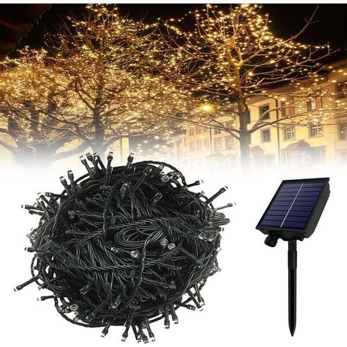 0722909794865 - 100m led Solar Lichterkette Aussen Weihnachtsbeleuchtung mit Fernbedienung und 8 Leuchtmodi WarmWeiß - Froadp