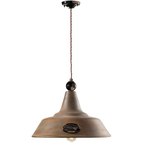 4255596707468 - Licht-erlebnisse - Pendelleuchte Metall E27 d 45 cm rund h max 155 cm Schwarz Shabby Antik Rostbraun Vintage Design