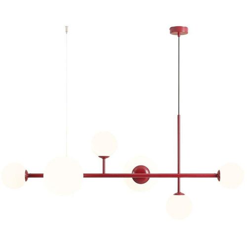 4255596683014 - Licht-erlebnisse - Hängelampe Metall Glas E14 h max 110 cm Rot Weiß 4-flammig Kugel Schirm Modern Hängeleuchte