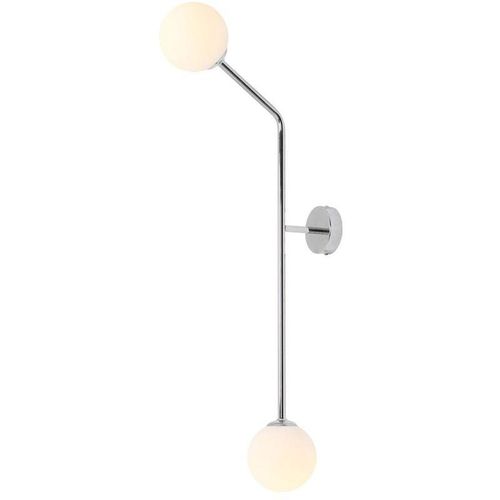 4255596685704 - Licht-erlebnisse - Wandleuchte Metall Glas E14 h 99 cm Chrom Weiß 2-flammig Kugel Schirm Modern Wandlampe