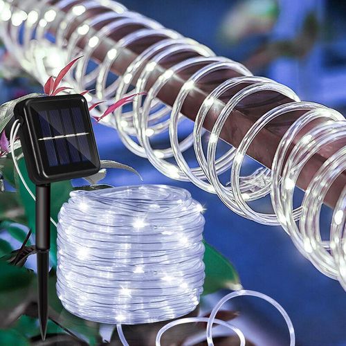 9114680738991 - Tuyau de lumière solaire tuyau de lumière led chaîne lumineuse filet de lumière extérieure blanc froid 20M - Tolletour