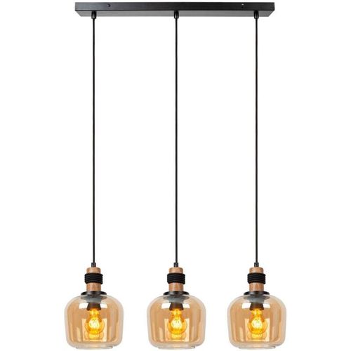 5411212452689 - Pendelleuchte Ilona Glas schwarz amber 3-flammig 70 cm