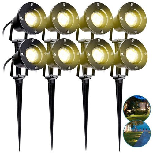 9784297949228 - 8X Gartenstrahler 4W led Gartenleuchte mit Erdspieß Rasen Licht Warmweiß Wasserdicht IP65 für Außenbereich Garten Teich Landschaft