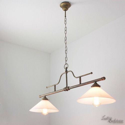 4251254243934 - Licht-erlebnisse - Elegante Pendelleuchte Messing Glas stilvoll in Bronze antik Handarbeit Premium Billardlampe Esstisch - Bronze Antik matt Weiß 4251254243934 - Licht-erlebnisse - Elegante Pendelleuchte Messing Glas stilvoll in Bronze antik Handarbeit Premium Billardlampe Esstisch - Bronze Antik matt Weiß